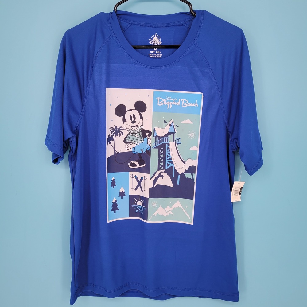 NEW Disney Parks Blizzard Beach Rash Guard Mens Medium Mickey Mouse UPF 50+ NWT